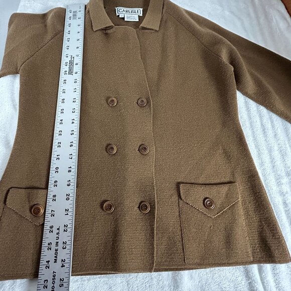 Carlisle Womens Double-Breasted Knit Cardigan Sweater Medium Merino Wool Brown - Picture 8 of 8